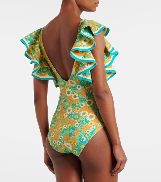 Cristina ruffled printed swimsuit