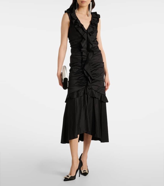 Ruffled cotton-blend midi dress