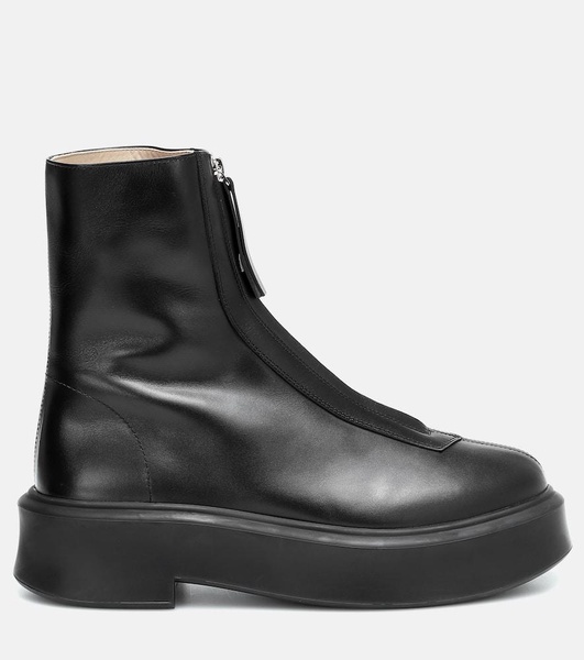 Zipped 1 leather flatform ankle boots