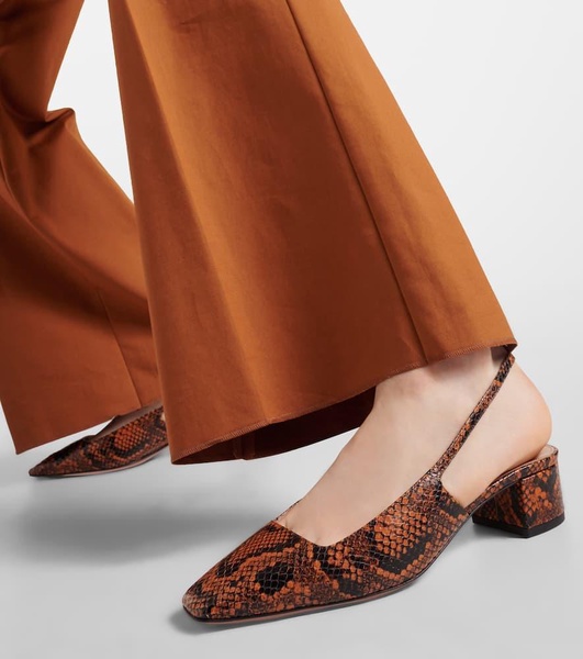 Ginza 35 snake-effect leather slingback pumps