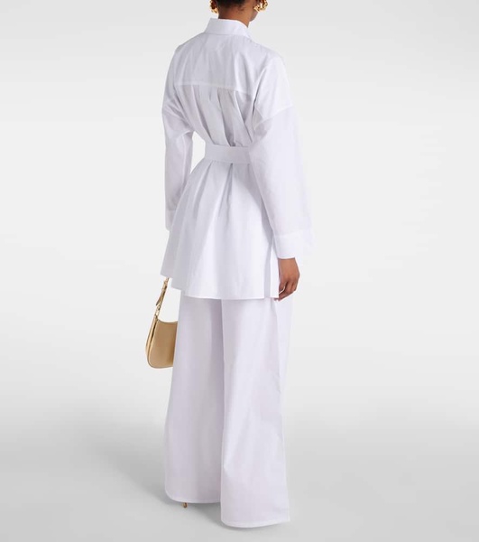 Tea belted cotton poplin blouse