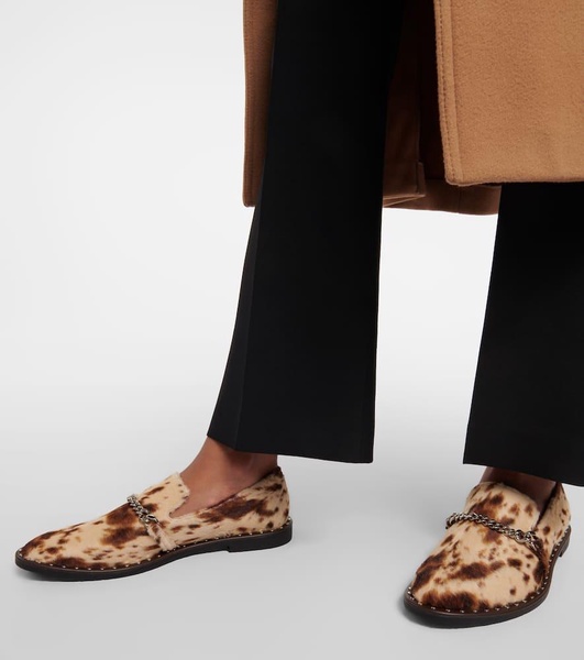 Falabella printed velvet loafers