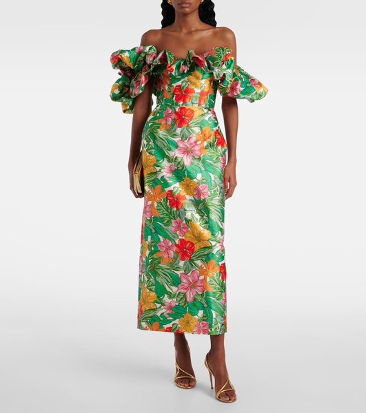 Printed off-shoulder maxi dress