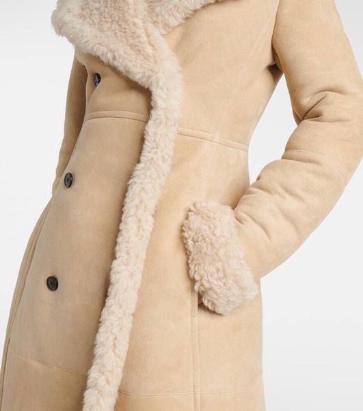 Shearling-trimmed suede coat