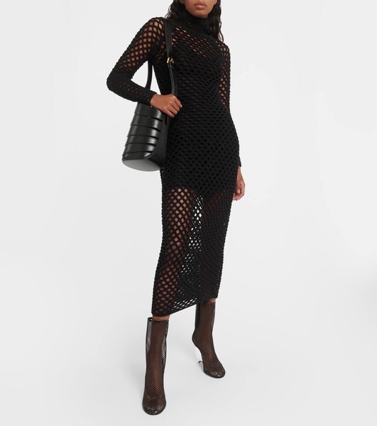 La Cage mesh and PU wedge ankle boots