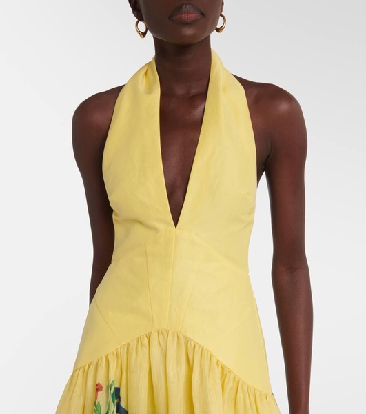 Dahlia floral linen-blend maxi dress