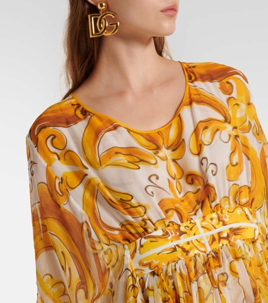 Majolica silk chiffon maxi dress