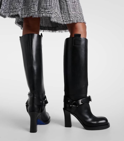 Stirrup leather knee-high boots
