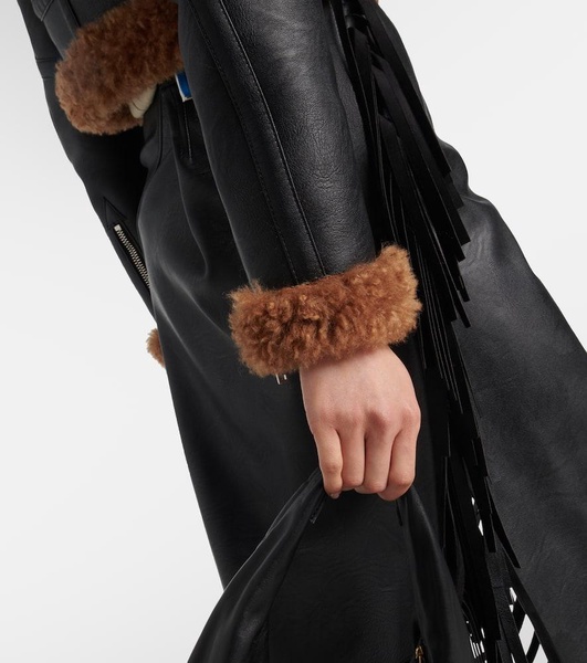 Cropped faux leather biker jacket