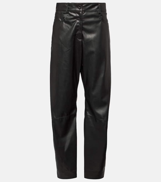 High-rise faux leather straight pants