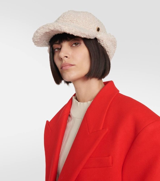 Faux shearling baseball cap