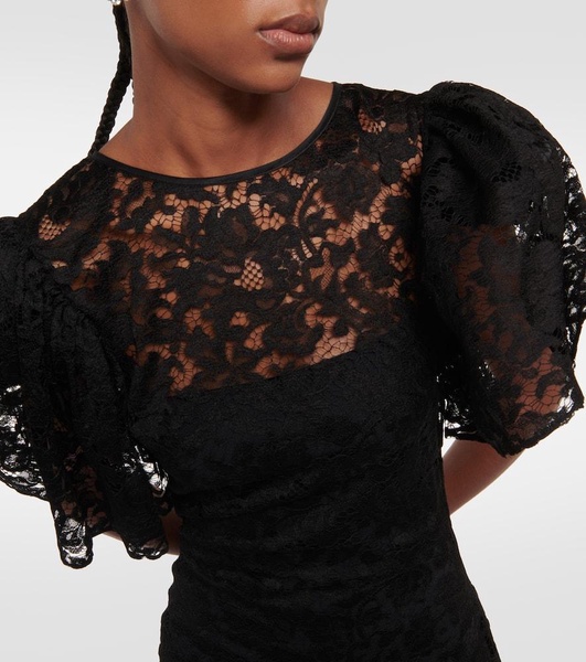 Asymmetric lace midi dress