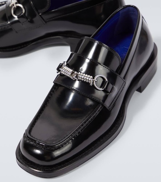 Embellished leather loafers