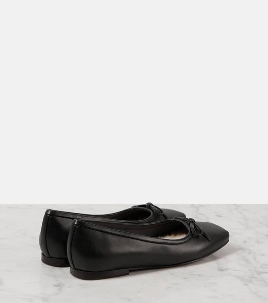 Monili bow-detail leather ballet flats