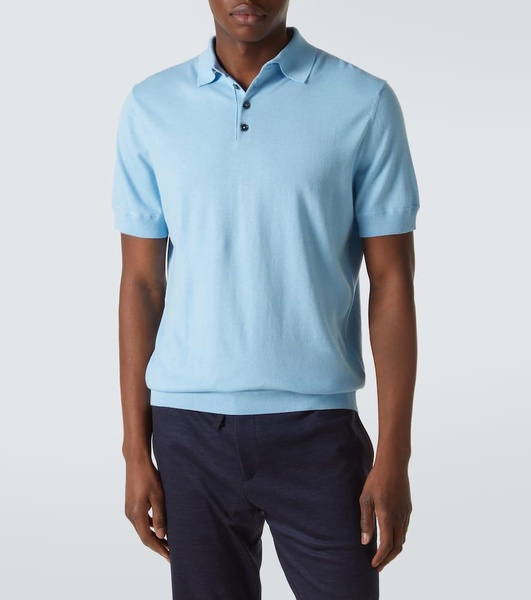 Cotton, silk and cashmere polo shirt