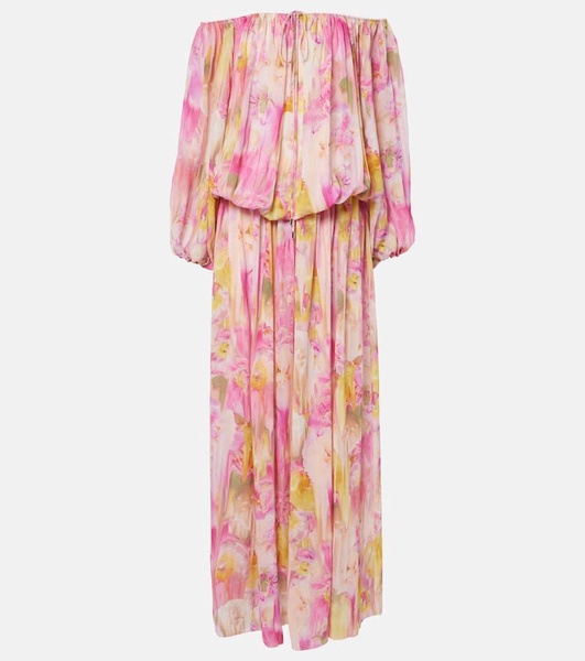 Floral off-shoulder georgette gown