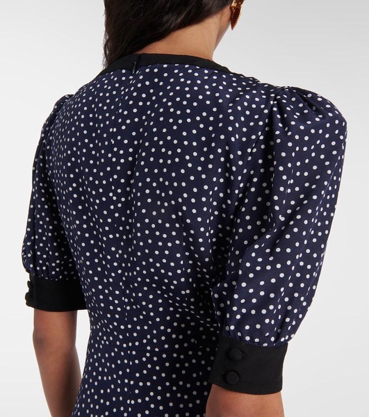 Polka-dot printed silk minidress