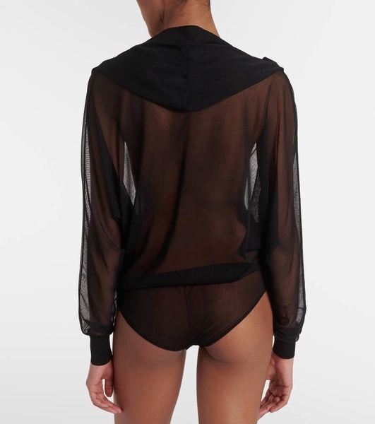 Sheer hooded bodysuit