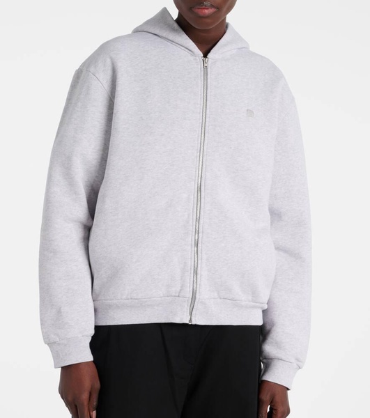 Cotton jersey zip-up hoodie