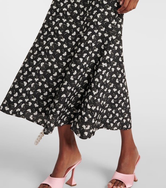 Printed silk midi dress