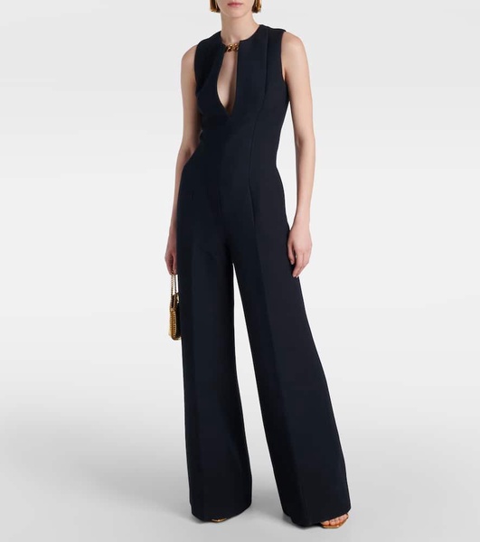 Chain-detail wool and silk jumpsuit