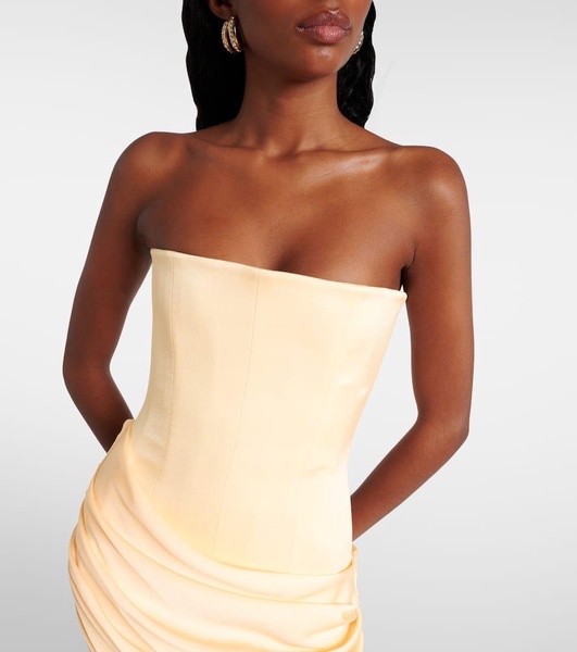 Draped crêpe satin corset dress
