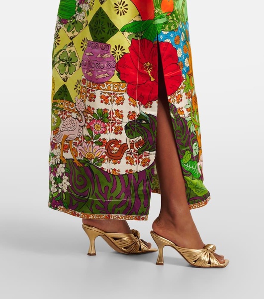 Tiger silk-blend midi dress