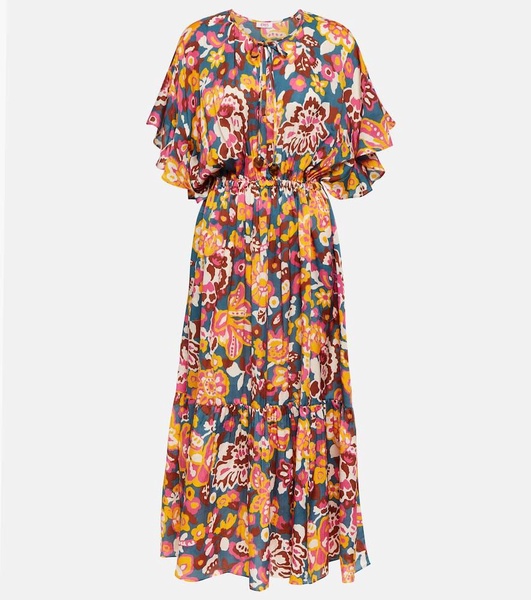 Piment floral silk and cotton midi dress