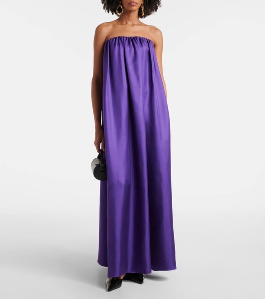 Edda pleated silk maxi dress