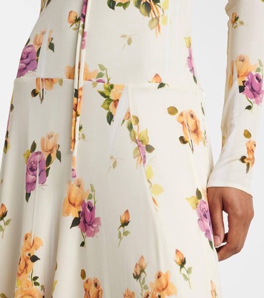 Edna floral asymmetric midi dress