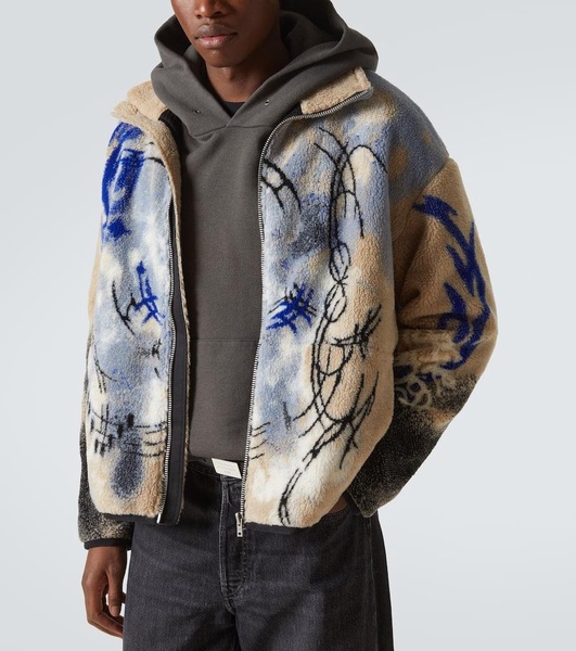 Teddy jacquard fleece zip-up jacket