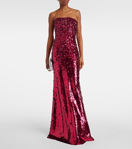 Sequined strapless gown