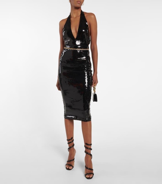 Sequined halterneck bodysuit