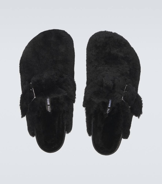 Boston 1774 shearling-lined suede mules