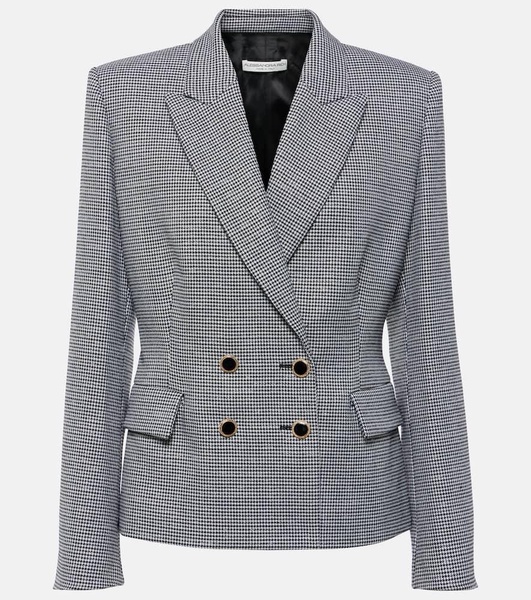 Houndstooth wool-blend jacket