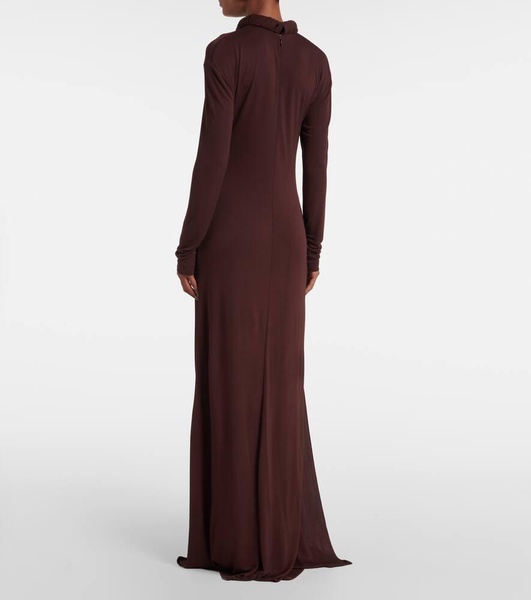 Gathered crêpe jersey gown
