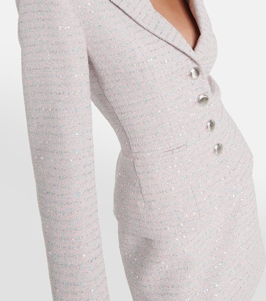 Sequined single-breasted tweed blazer