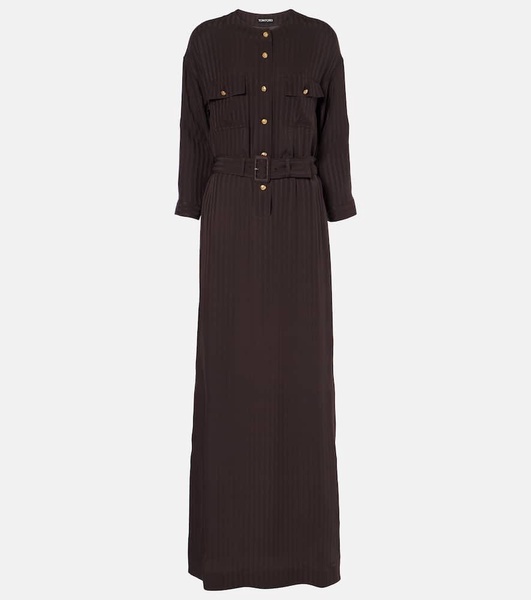 Striped belted shirt dress