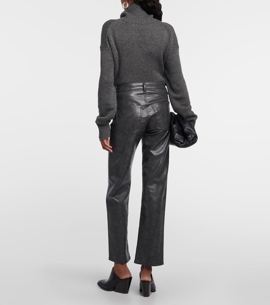 Sloane mid-rise leather straight pants
