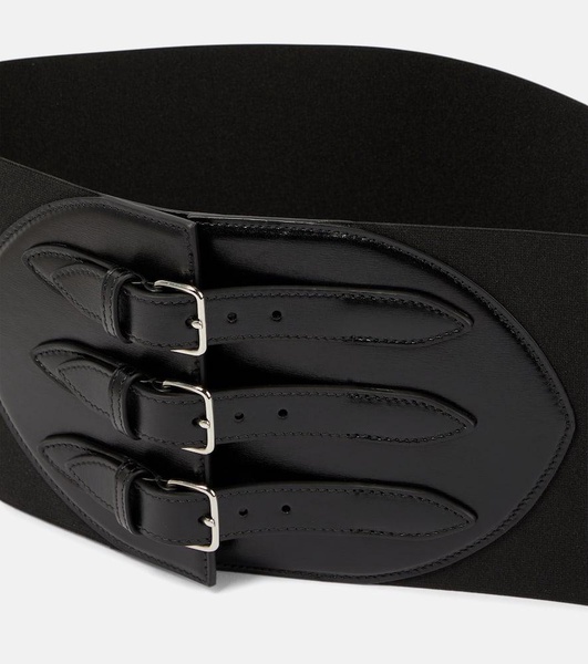Buckled leather corset belt