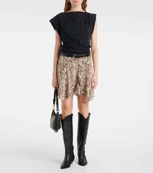 Ozany snake-print silk-blend miniskirt