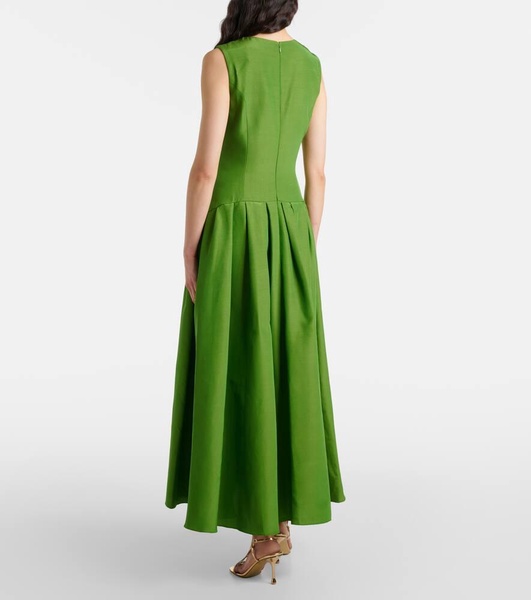 Pleated cotton-blend maxi dress
