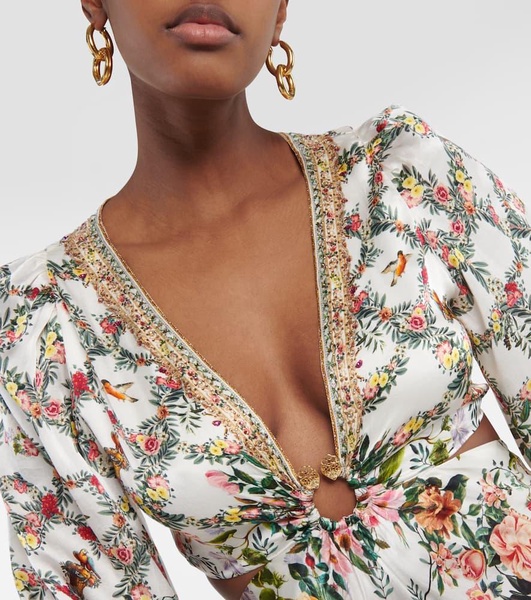 Cutout embellished silk maxi dress
