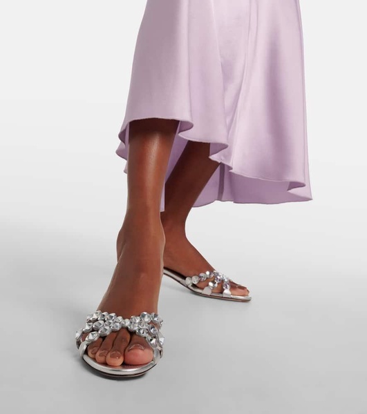 Crystal Mirage embellished leather mules