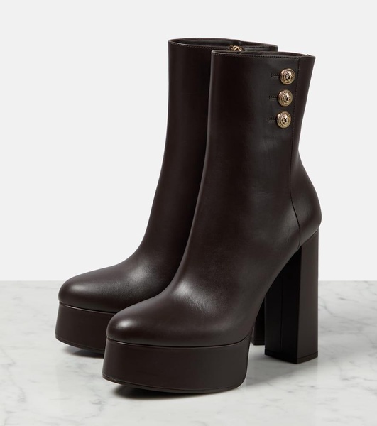 Brune leather platform ankle boots