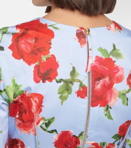Printed cotton-blend mini dress