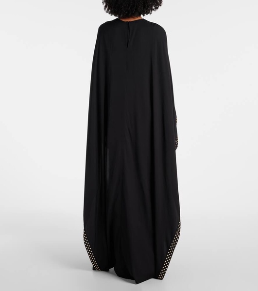 Embellished caped maxi dress