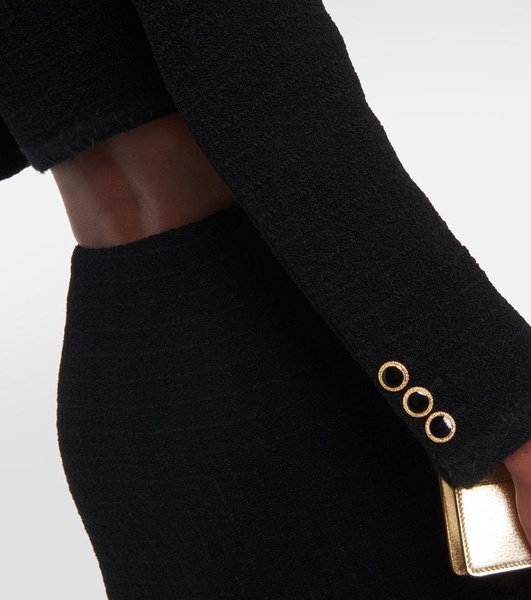 Checked cropped tweed blazer