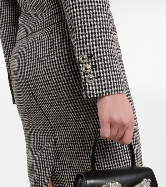Lace-trimmed checked tweed jacket