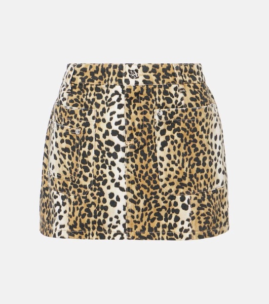 Leopard-print cotton miniskirt